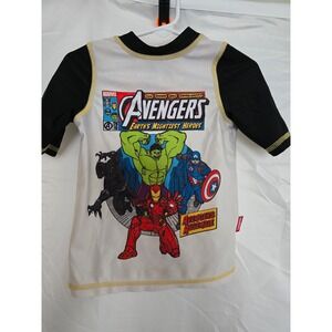 Kids Avengers Assemble Marvel Comic Short Sleeve Rash‎ Guard Swim Shirt Top